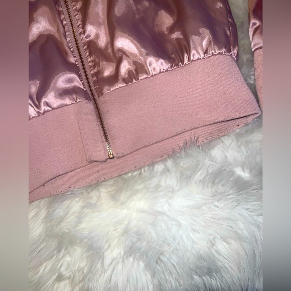 Pink Satin Bomber Rose Gold Zipper Charlotte Russe - Picture 5 of 9